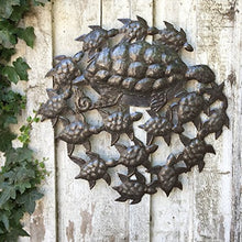 Sea Turtles, Ocean Art, Handmade in Haiti, Recycled Metal Wall Art 23.5" X 23.5"