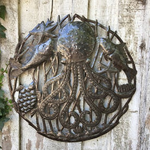 Octopus with Sealife Haitian Recycled Metal Wall Art 23" X 23"