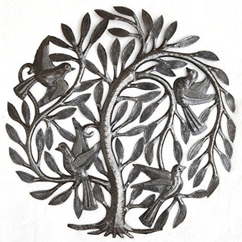 Leaving the Nest Garden Tree of Life, Haitian Metal Art, Steel Drum, Outdoor, Indoor Decor 15