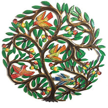 Tree of Life with Birds and Berries- Painted - 24 inch - Haitian Metal Drum Art