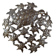 Sea Turtles, Ocean Art, Handmade in Haiti, Recycled Metal Wall Art 23.5" X 23.5"